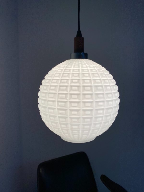 Vintage Philips pendent lamp - Mid century modern 60's Gangkofner design light - glass hanglamp