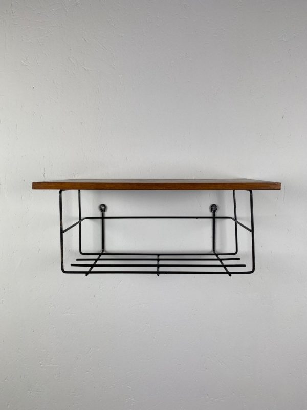 Vintage Scandinavian wall phone shelf with rack - 60s / 70s design - Nils Strinning stijl modern echtvintage echt