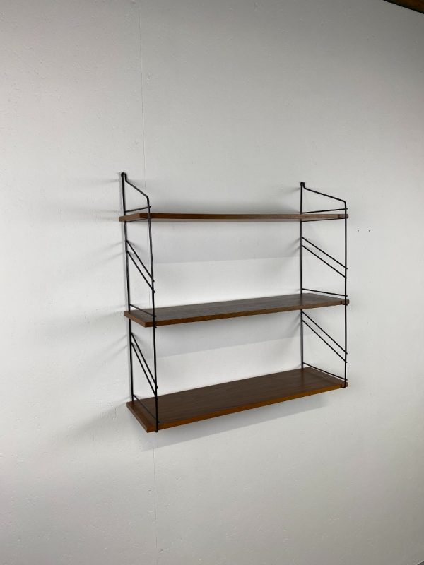 echt Vintage metal teak wood wall rack - original 60s design shelf - modern Dutch bookshelf echtvintage