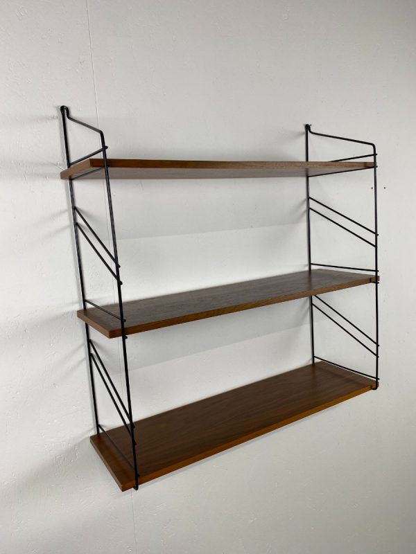 echt Vintage metal teak wood wall rack - original 60s design shelf - modern Dutch bookshelf echtvintage