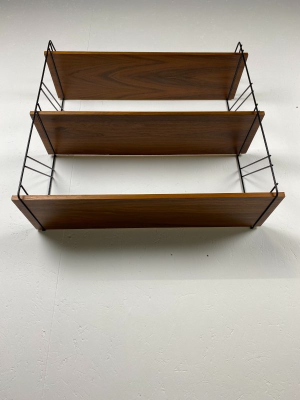 echt Vintage metal teak wood wall rack - original 60s design shelf - modern Dutch bookshelf echtvintage