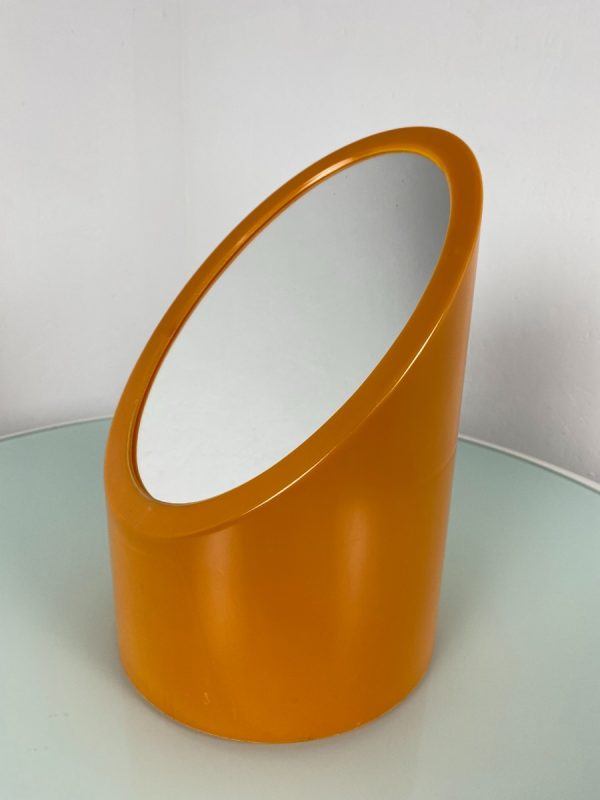 echt Vintage plastic space age mirror - 70s orange pop art oblique mirror echtvintage