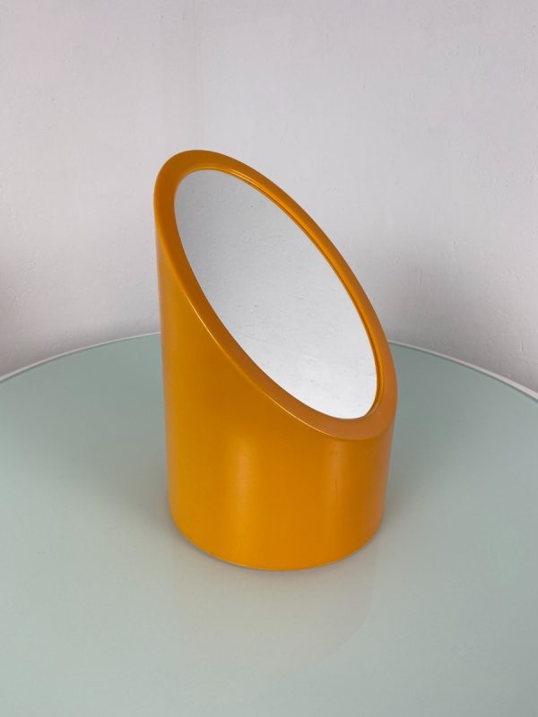 echt Vintage plastic space age mirror - 70s orange pop art oblique mirror echtvintage
