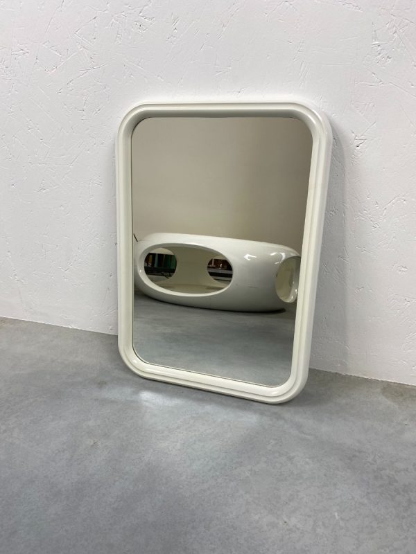 Pop art echtvintage Large rare rectangle vintage Tiger mirror - Space Age white mirror - Retro