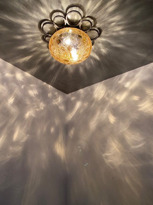 Echt Vintage 60's ceiling light - metal amber glass design lamp - Mid Century Doria Lichtenwerken - rare special wall lamp echtvintage