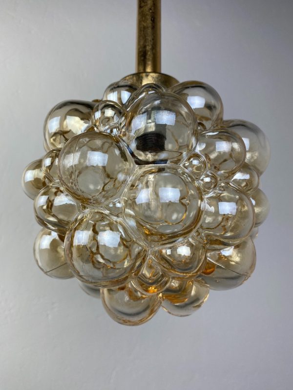 echtvintage vintage glass pendent light - Helena Tynell - Glashütte Limburg - design hanging lamp - 1970's - 70s amber bubble lamp echt