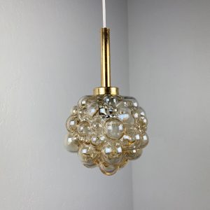 echtvintage vintage glass pendent light - Helena Tynell - Glashütte Limburg - design hanging lamp - 1970's - 70s amber bubble lamp echt