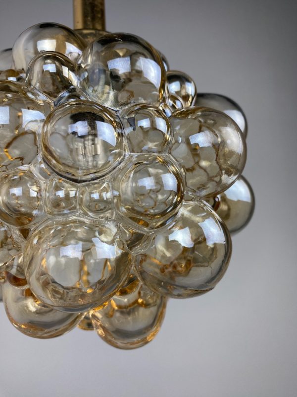 echtvintage vintage glass pendent light - Helena Tynell - Glashütte Limburg - design hanging lamp - 1970's - 70s amber bubble lamp echt