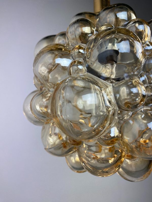 echtvintage vintage glass pendent light - Helena Tynell - Glashütte Limburg - design hanging lamp - 1970's - 70s amber bubble lamp echt