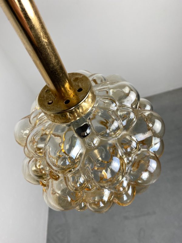 echtvintage vintage glass pendent light - Helena Tynell - Glashütte Limburg - design hanging lamp - 1970's - 70s amber bubble lamp echt