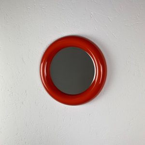 Cute little orange round echt vintage mirror - Space Age 70's mirror - Retro echtvintage