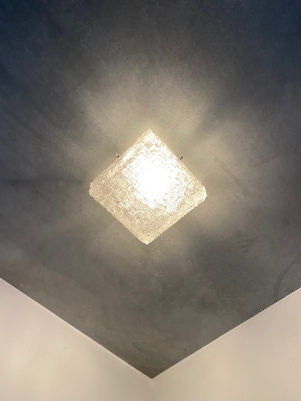 echt Vintage Hoffmeister Leuchten ceiling light - NOS 70s ice glass wall lamp - 1970s modernist wall sconce - Murano echtvintage