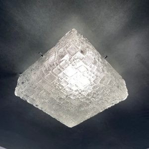 echt Vintage Hoffmeister Leuchten ceiling light - NOS 70s ice glass wall lamp - 1970s modernist wall sconce - Murano echtvintage