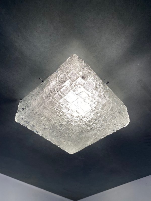 echt Vintage Hoffmeister Leuchten ceiling light - NOS 70s ice glass wall lamp - 1970s modernist wall sconce - Murano echtvintage