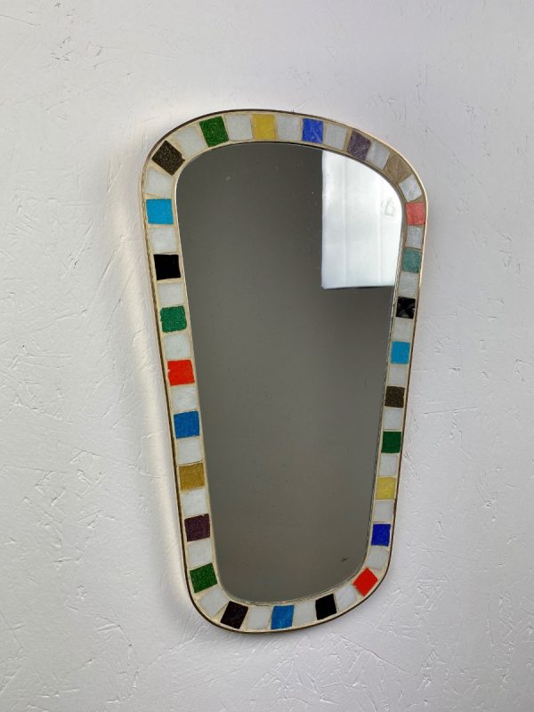 Echt Vintage oval mirror with mosaic tiles - Mid century retro mirror echtvintage dutch