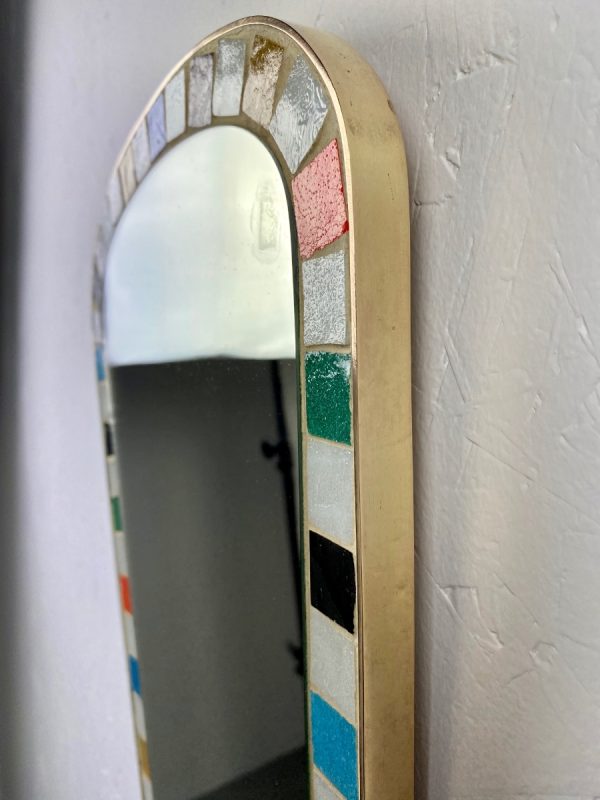 Echt Vintage oval mirror with mosaic tiles - Mid century retro mirror echtvintage dutch