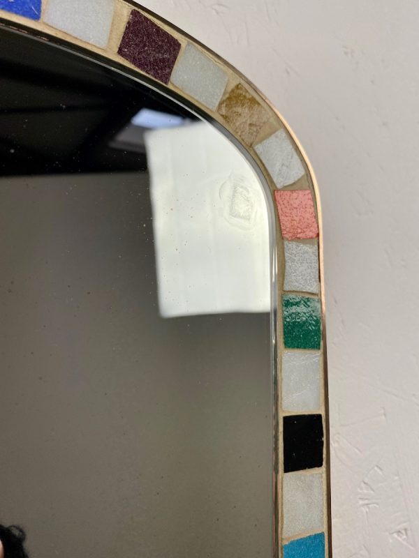 Echt Vintage oval mirror with mosaic tiles - Mid century retro mirror echtvintage dutch