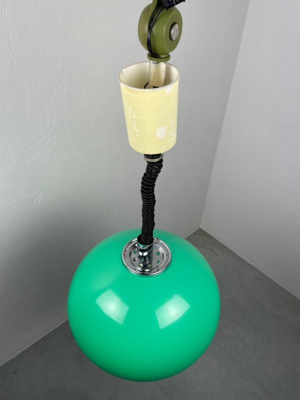 Meblo Guzzini echt Vintage space age lamp - 60s green plexiglass Rolly Massive Belgium adjustable pendent light echtvintage