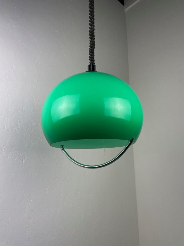 echt Vintage space age lamp - 60s green plexiglass Rolly Meblo Guzzini adjustable pendent light echtvintage