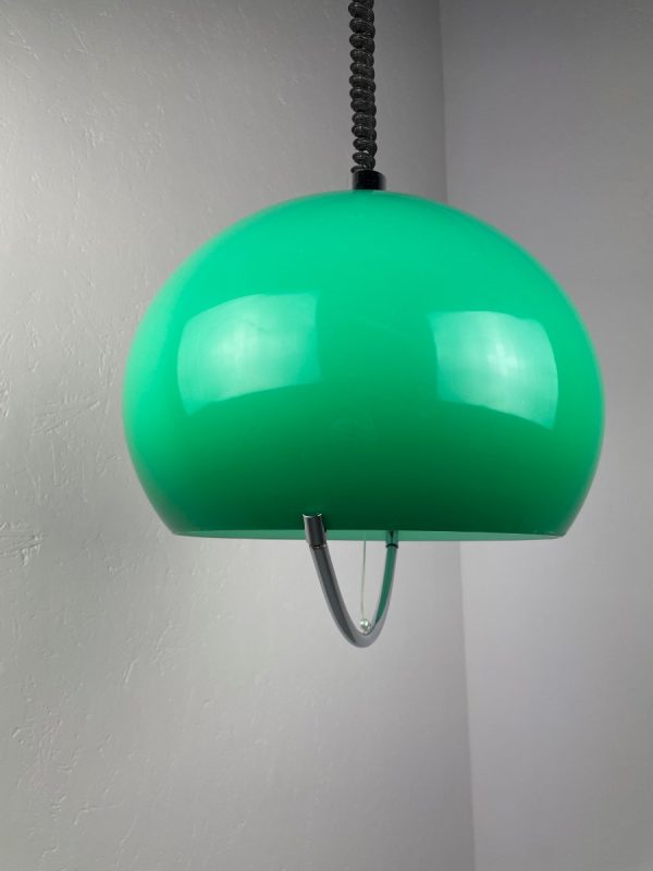 echt Vintage space age lamp - 60s green plexiglass Rolly Meblo Guzzini adjustable pendent light echtvintage