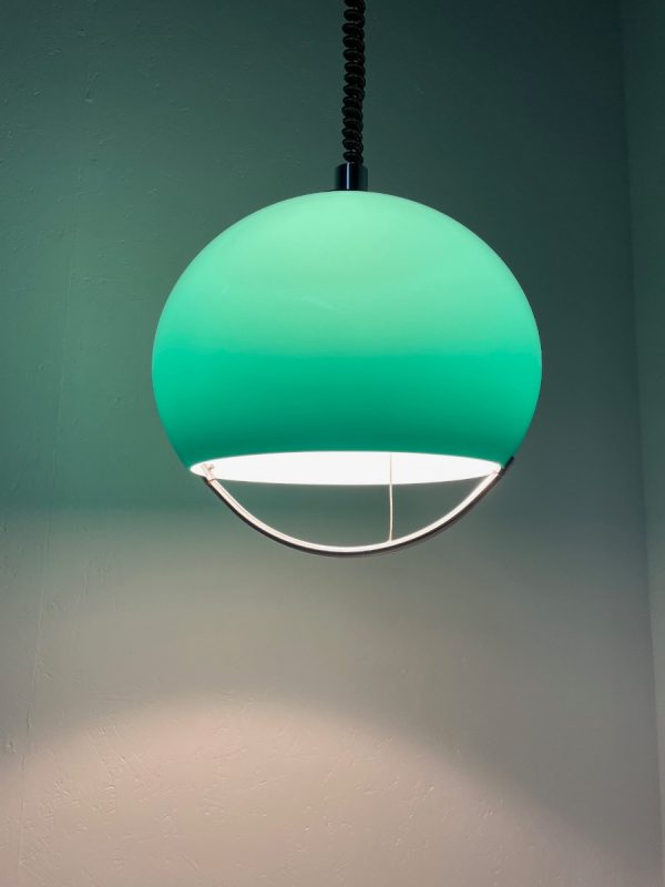 echt Vintage space age lamp - 60s green plexiglass Rolly Meblo Guzzini adjustable pendent light echtvintage