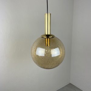 echt Vintage 1960s XL glass brass pendent light - Limburg Glashutte Germany - Mid-Century modern special glass sphere hanging lamp echtvintage