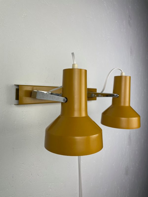 echt Vintage 60s wall light - mustard yellow twin lamp - modern Anvia retro lighting echtvintage