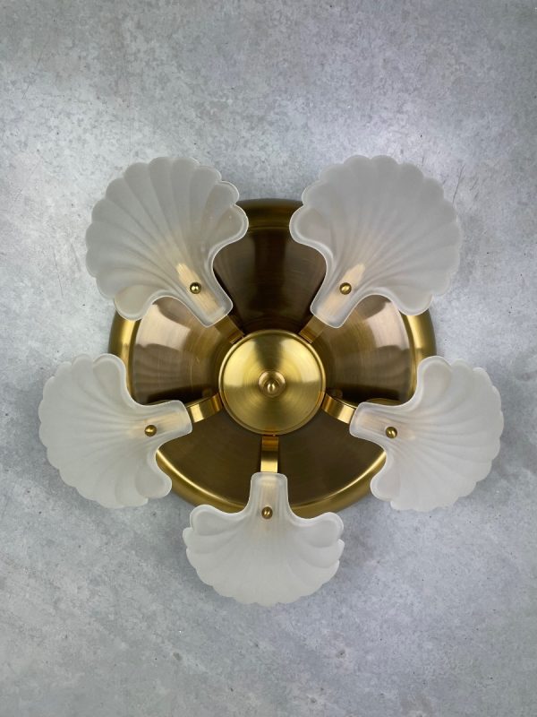 echtvintage Vintage Lustrerie Deknudt Model 4068/35/5 ceiling light - Hollywood Regency - 70s lamp brass glass 5light echt