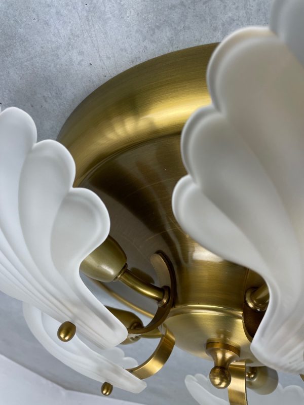 echtvintage Vintage Lustrerie Deknudt Model 4068/35/5 ceiling light - Hollywood Regency - 70s lamp brass glass 5light echt