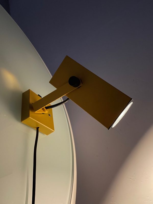 echt Vintage Philips wall spot light - modern 60s yellow square lamp - retro Dutch lighting pop art echtvintage
