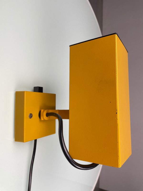 echt Vintage Philips wall spot light - modern 60s yellow square lamp - retro Dutch lighting pop art echtvintage