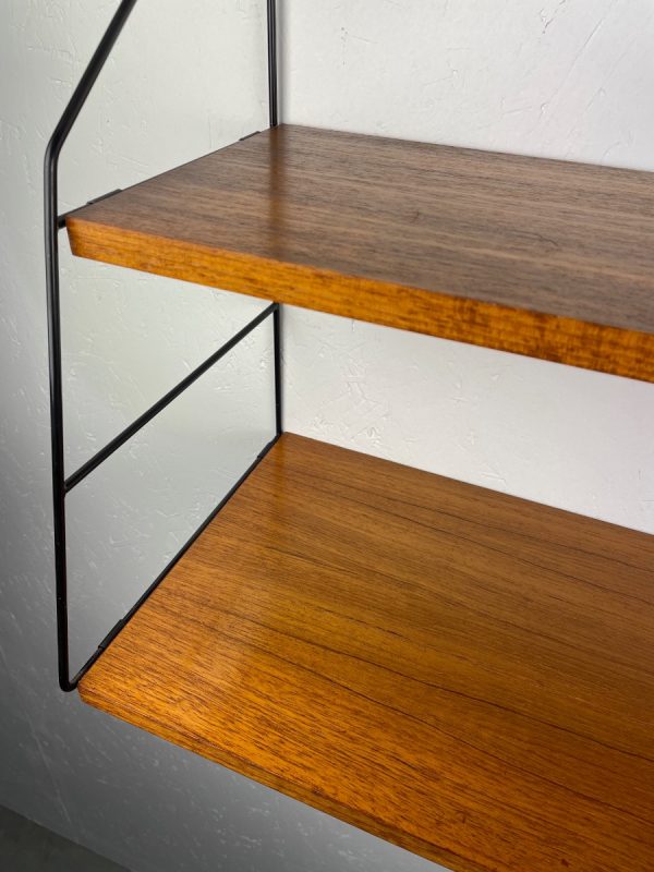 echt Vintage metal teak wood wall rack - original 60s wood design shelf - modern Dutch bookshelf echtvintage