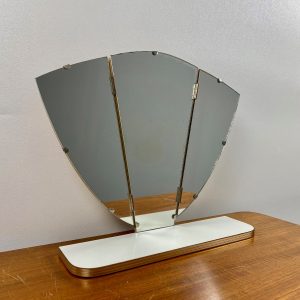 Vintage midcentury mirror - Triptych formica white dressing table - 60s / 70s