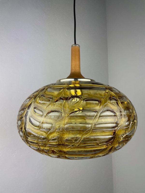 XXL Doria Lichtenwerken amber Murano glass design lamp - echt vintage large 60's ceiling light - Mid Century - rare special heavy hanginglamp echtvintage