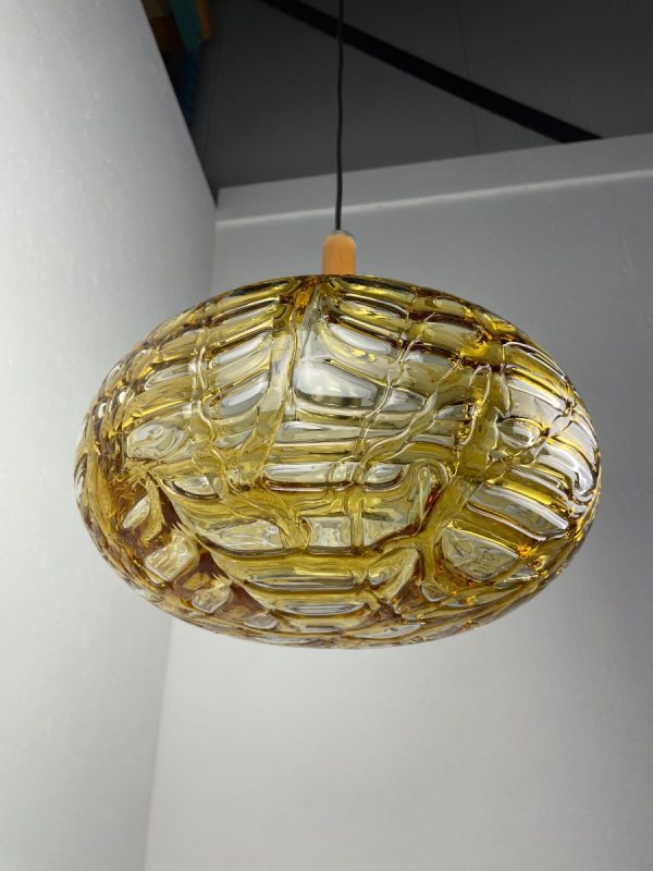 XXL Doria Lichtenwerken amber Murano glass design lamp - echt vintage large 60's ceiling light - Mid Century - rare special heavy hanginglamp echtvintage
