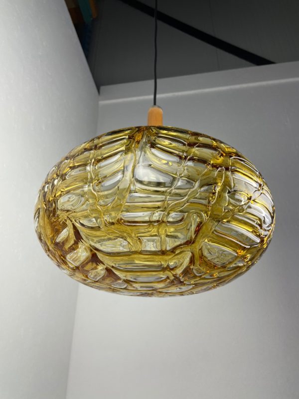 XXL Doria Lichtenwerken amber Murano glass design lamp - echt vintage large 60's ceiling light - Mid Century - rare special heavy hanginglamp echtvintage