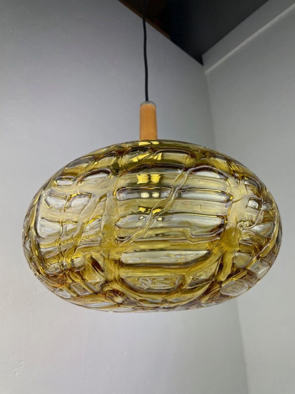 XXL Doria Lichtenwerken amber Murano glass design lamp - echt vintage large 60's ceiling light - Mid Century - rare special heavy hanginglamp echtvintage