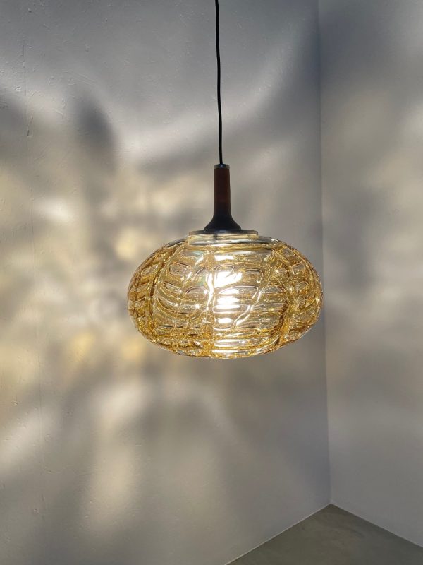 XXL Doria Lichtenwerken amber Murano glass design lamp - echt vintage large 60's ceiling light - Mid Century - rare special heavy hanginglamp echtvintage