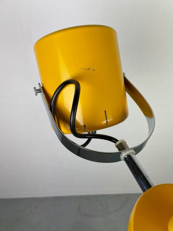 echtvintage Herda Amsterdam pull down pendant light - Rolly adjustable 3 shade chrome yellow metal hanging lamp - vintage Dutch design echt