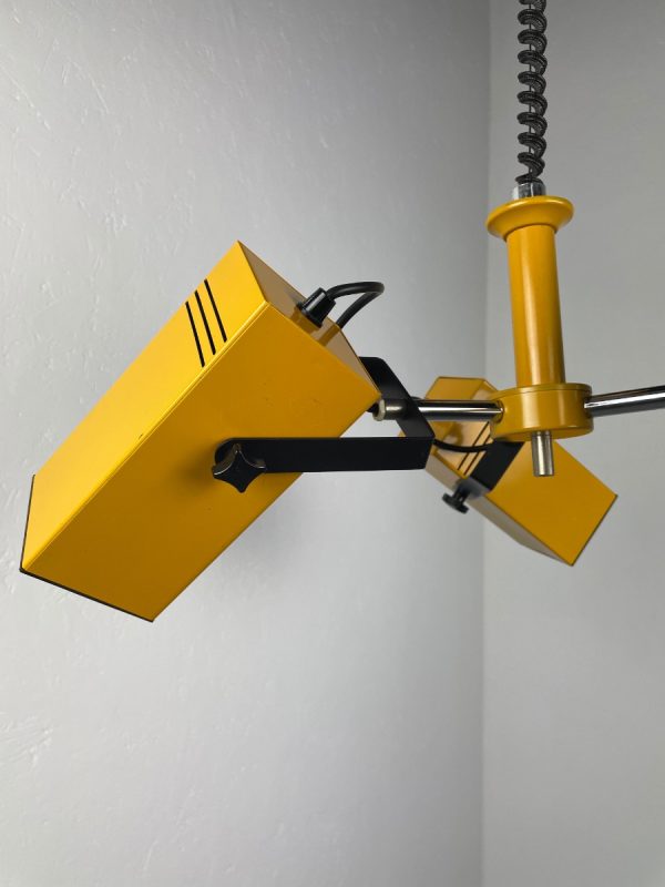 echtvintage echt Vintage 70s space age 3light hanging lamp - Dutch design - rare metal atomic Rolly adjustable light Maastricht Paris London Berlin new York