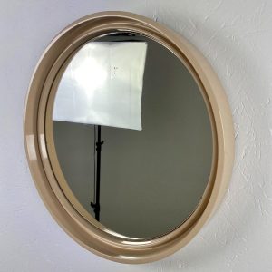 echtvintage Vintage Round Mirror - Space Age Beige 70's Retro Mirror - Made in France echt limburg