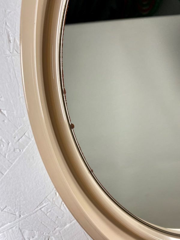 echtvintage Vintage Round Mirror - Space Age Beige 70's Retro Mirror - Made in France echt limburg