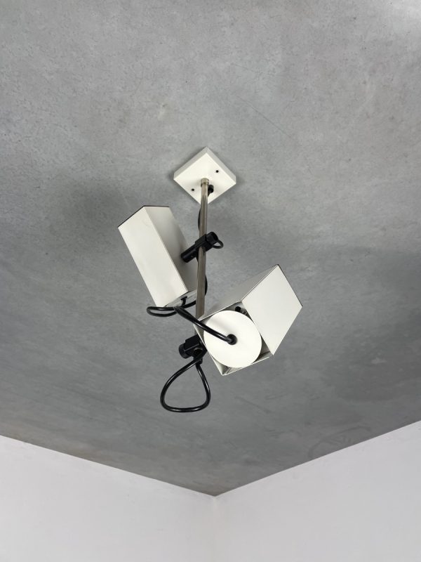 echt Vintage ceiling spotlight - space age square 60's lamp - 1960 Philips modern style - metal spot 2 light echtvintage