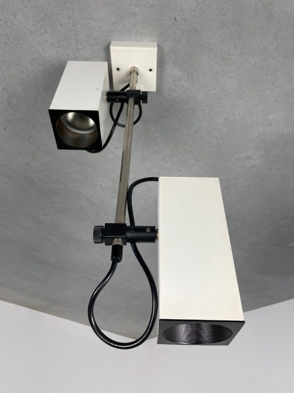 echt Vintage ceiling spotlight - space age square 60's lamp - 1960 Philips modern style - metal spot 2 light echtvintage