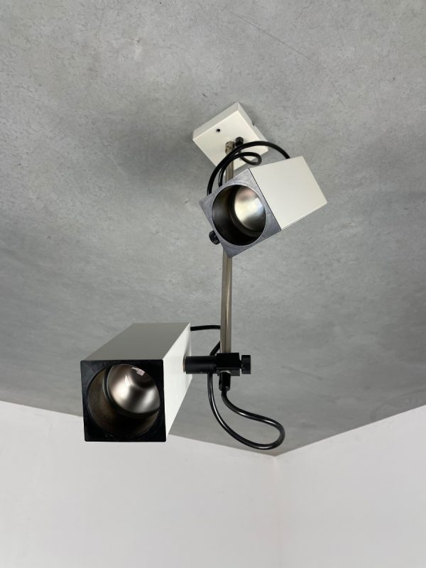 echt Vintage ceiling spotlight - space age square 60's lamp - 1960 Philips modern style - metal spot 2 light echtvintage