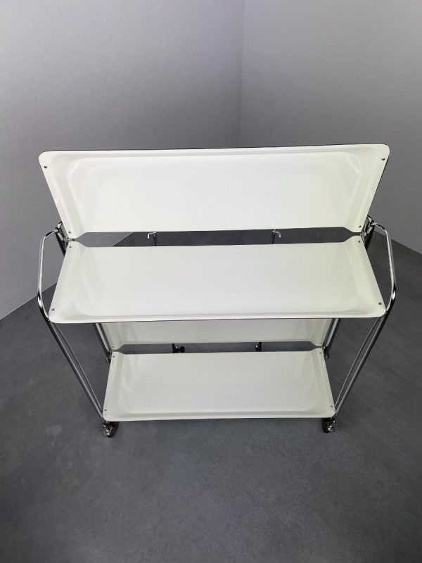 echt Vintage mid century serving trolley - white 60s bar cart - collapsible tea table - 1960 Retro design site table echtvintage