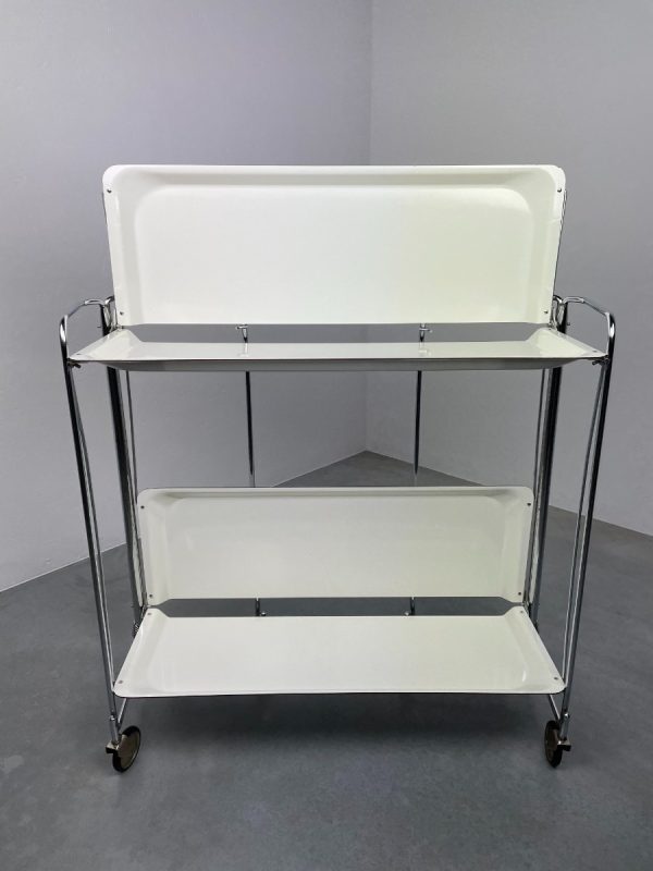 echt Vintage mid century serving trolley - white 60s bar cart - collapsible tea table - 1960 Retro design site table echtvintage