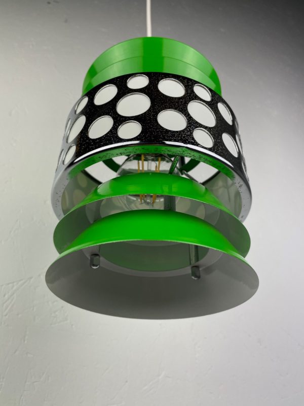 echtvintage Vintage space age light pendant - 70's green metal hanging lamp by Massive Belgium 1970 lighting echt Limburg