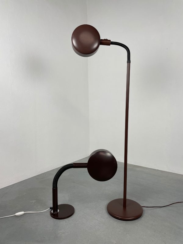 echt vintage 80s Dutch metal floor lamp - XL gooseneck light - Space age echtvintage