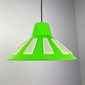 Rare Massive space age pendent lamp - 70's echt vintage lime green UFO light - 1970 Belgium lighting echtvintage